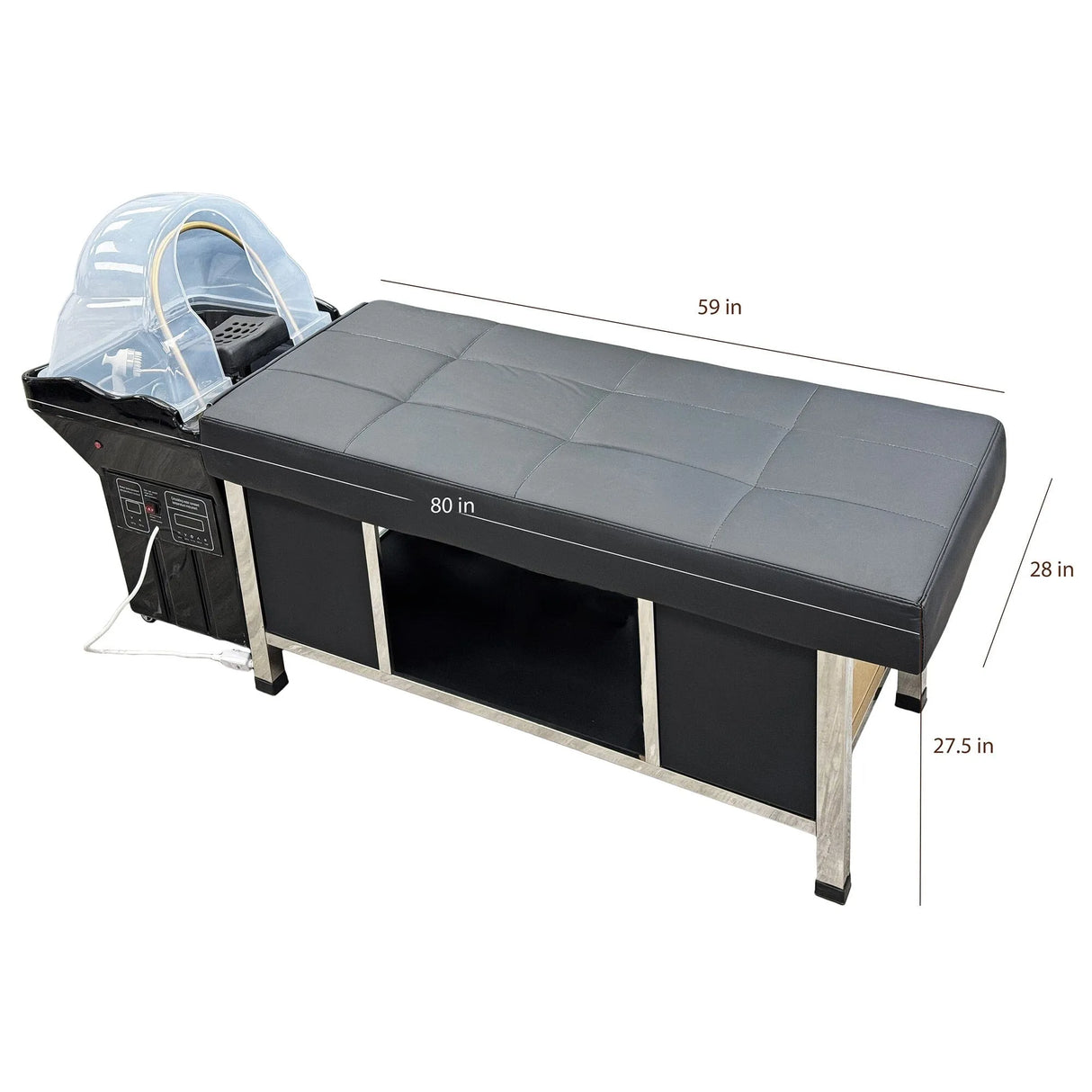 Dimensions of the SSW 8750P Japanese Head Spa Massage Bed.