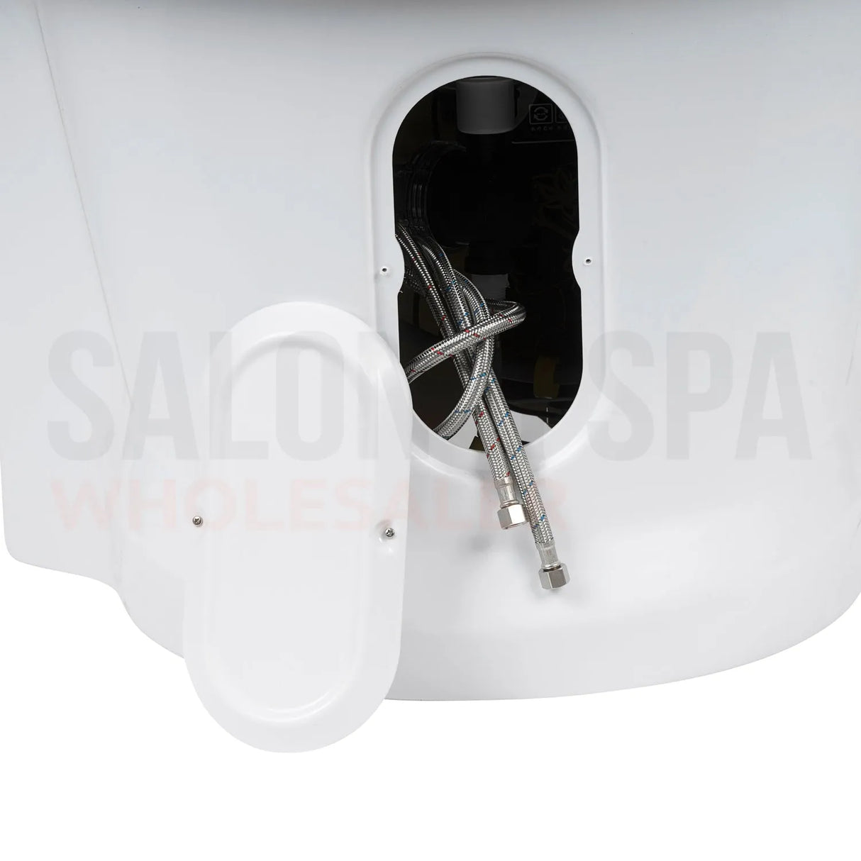 Water hook-ups on the SSW A029 Japanese Head Spa Massage Bed.