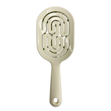 Rear image of the ivory and green SSW Flexible Self-Cleaning Detangling Hairbrush.