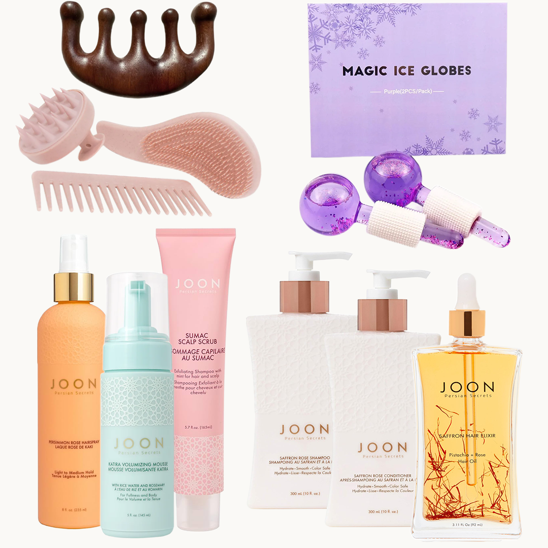 Collection of essential head spa products. 