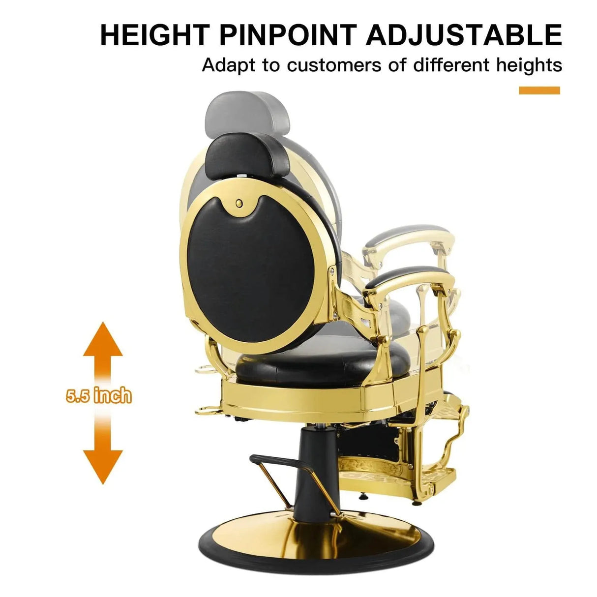 Image of the SSW LT896 Vintage Style Barber Chair, adjustable height details. 