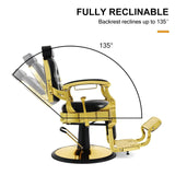 Image of the SSW LT896 Vintage Style Barber Chair's reclining function details.