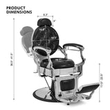 Overall dimensions of the SSW LT896A Vintage Style Barber Chair. 
