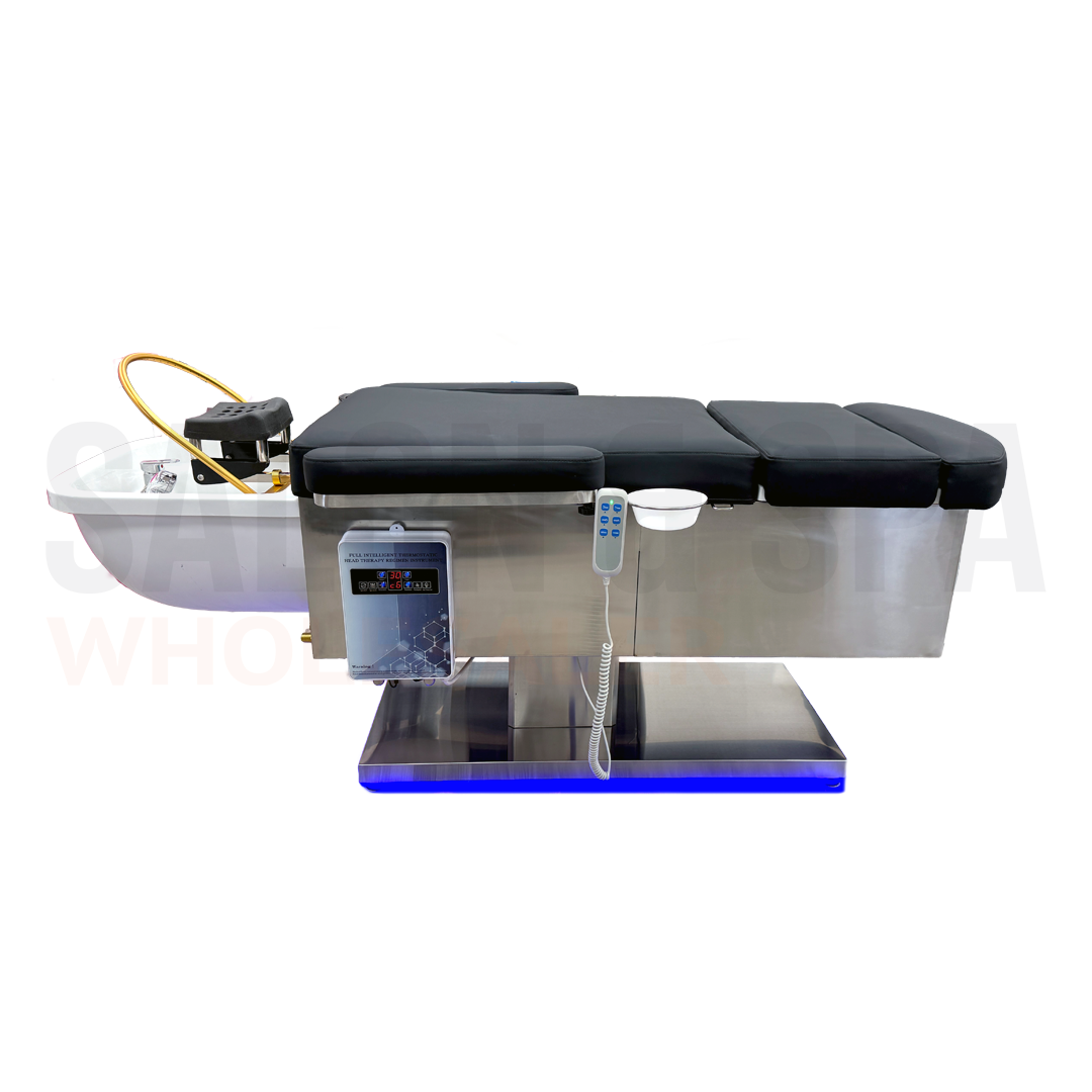 Profile view of the SSW M35 Electric Japanese Head Spa Massage Bed. 