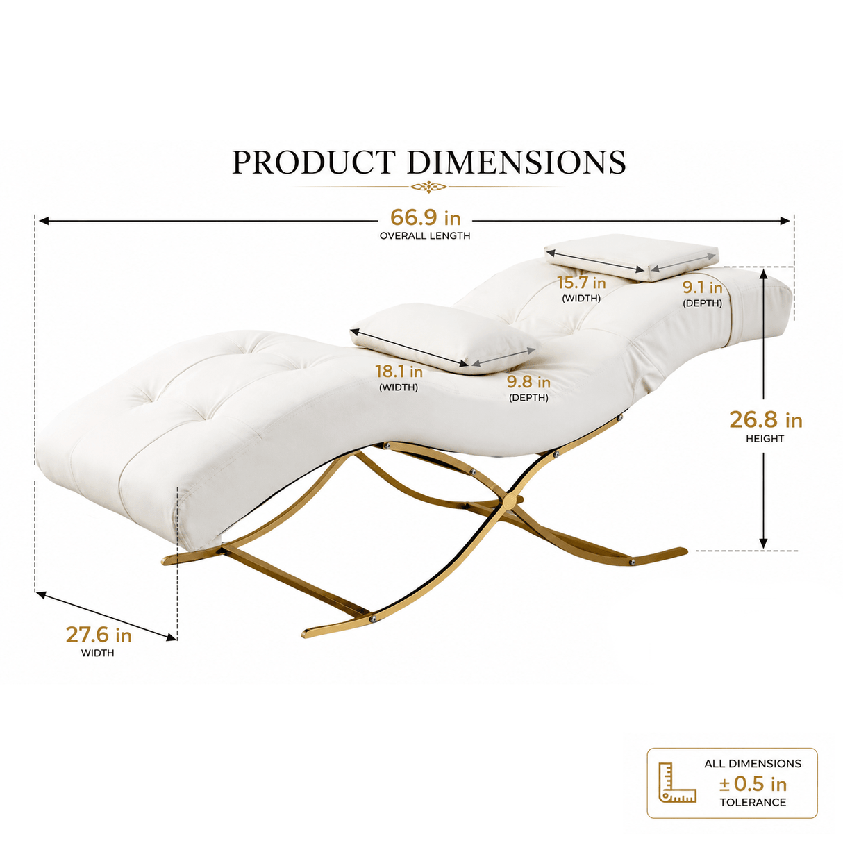 Dimensions of the SSW MLCO601 Curved Professional Eyelash Bed and Spa Treatment Table.