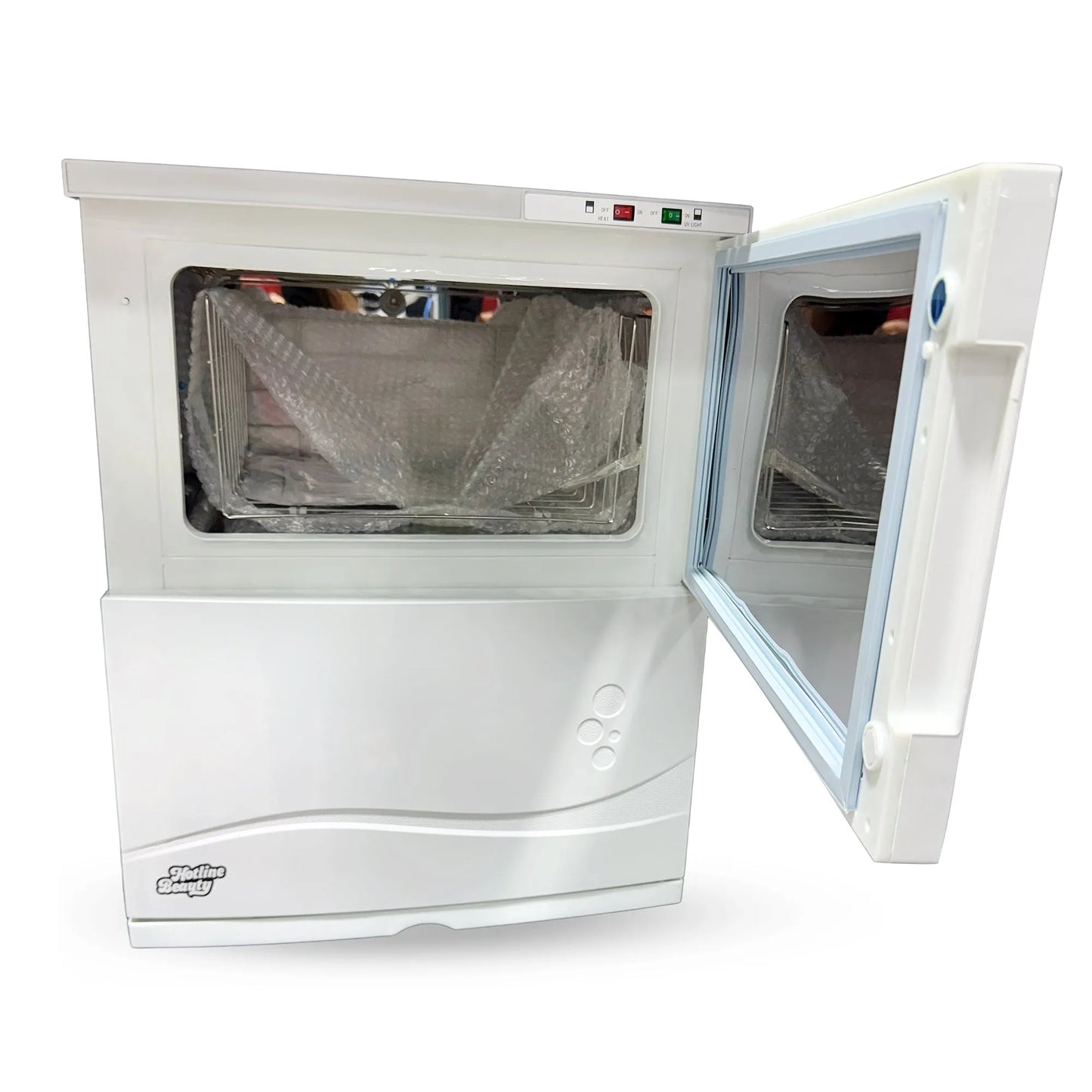Image of the SSW MS-2308A 2 in 1 Towel Warmer with UV Sterilizer with 1 door open.