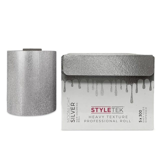 Main image of the 5-inch wide and 300-foot-long StyleTek Moonlight Silver Heavy Texture Foil Roll. 