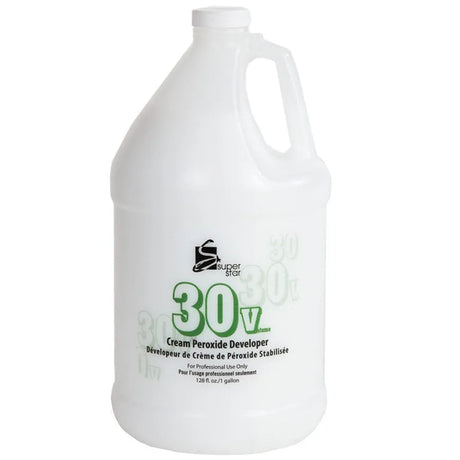 Image of the 1-gallon bottle of Super Star 30 Volume Cream Peroxide Developer. 