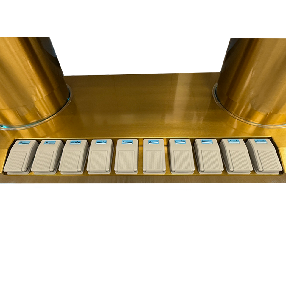 Detail image of the foot controls on the SSW LT8750 Electric Treatment Table.