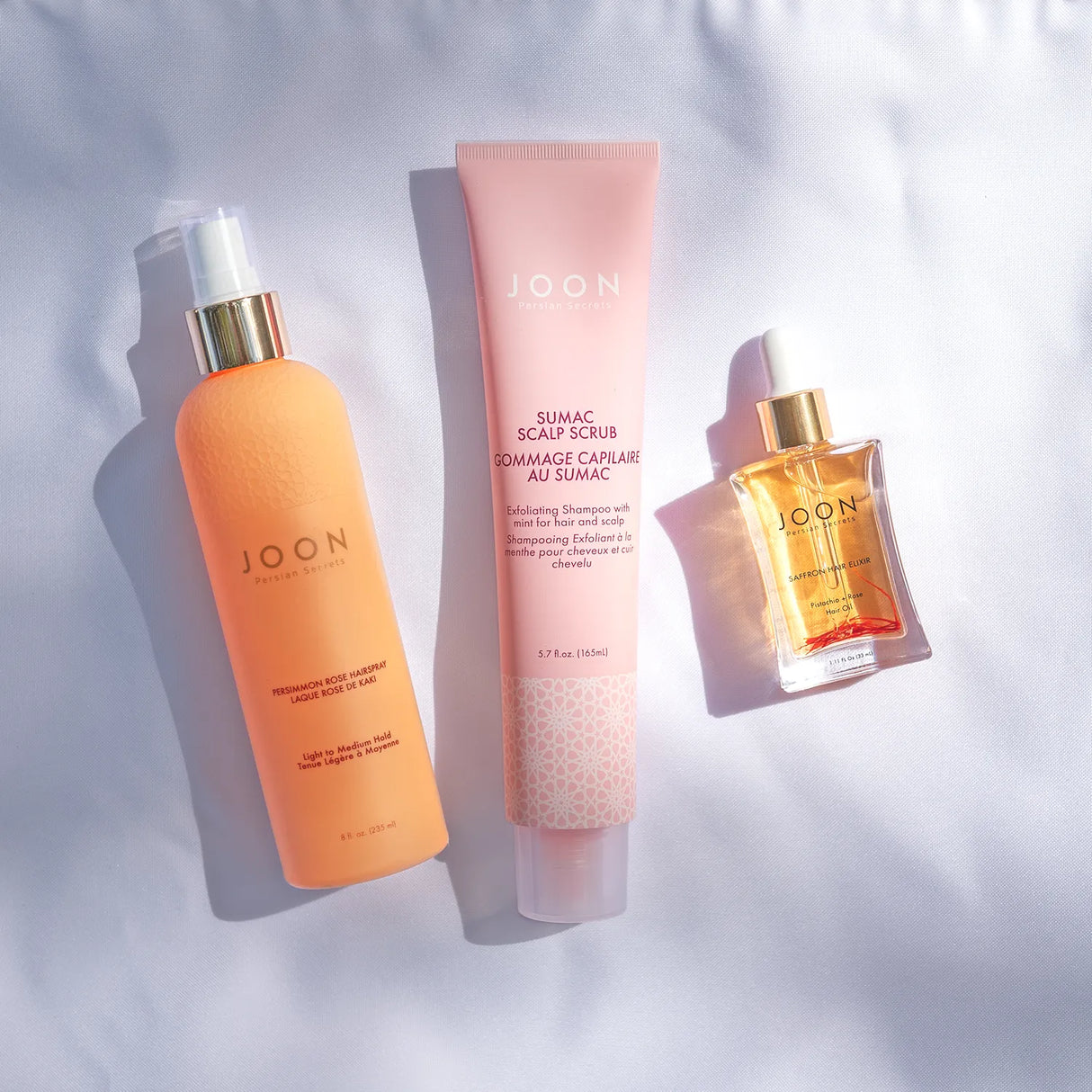 Lifestyle image of JOON Treatments and Stylers Try-Me-Kit.