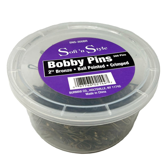 300 Bobby Pins | 2" | Ball Pointed | Crimped | SOFT N STYLE HAIR COLORING ACCESSORIES SOFT N STYLE Bronze 