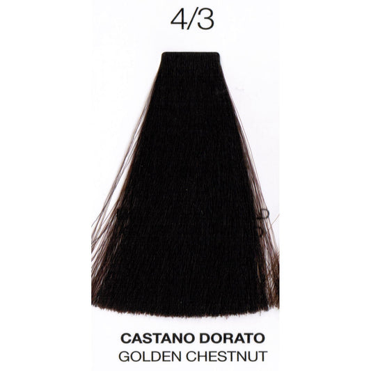 Perlacolor Purity 4/3 Golden Chestnut Ammonia-Free Permanent Hair Dye 100 ml - Long-lasting color for salon treatments.