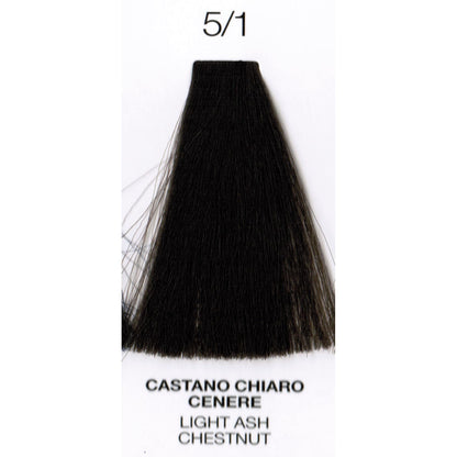 Perlacolor Purity 5/1 Light Ash Chestnut Ammonia-Free Permanent Hair Dye 100 ml - Long-lasting color for salon treatments.