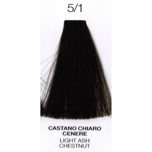 Perlacolor Purity 5/1 Light Ash Chestnut Ammonia-Free Permanent Hair Dye 100 ml - Long-lasting color for salon treatments.