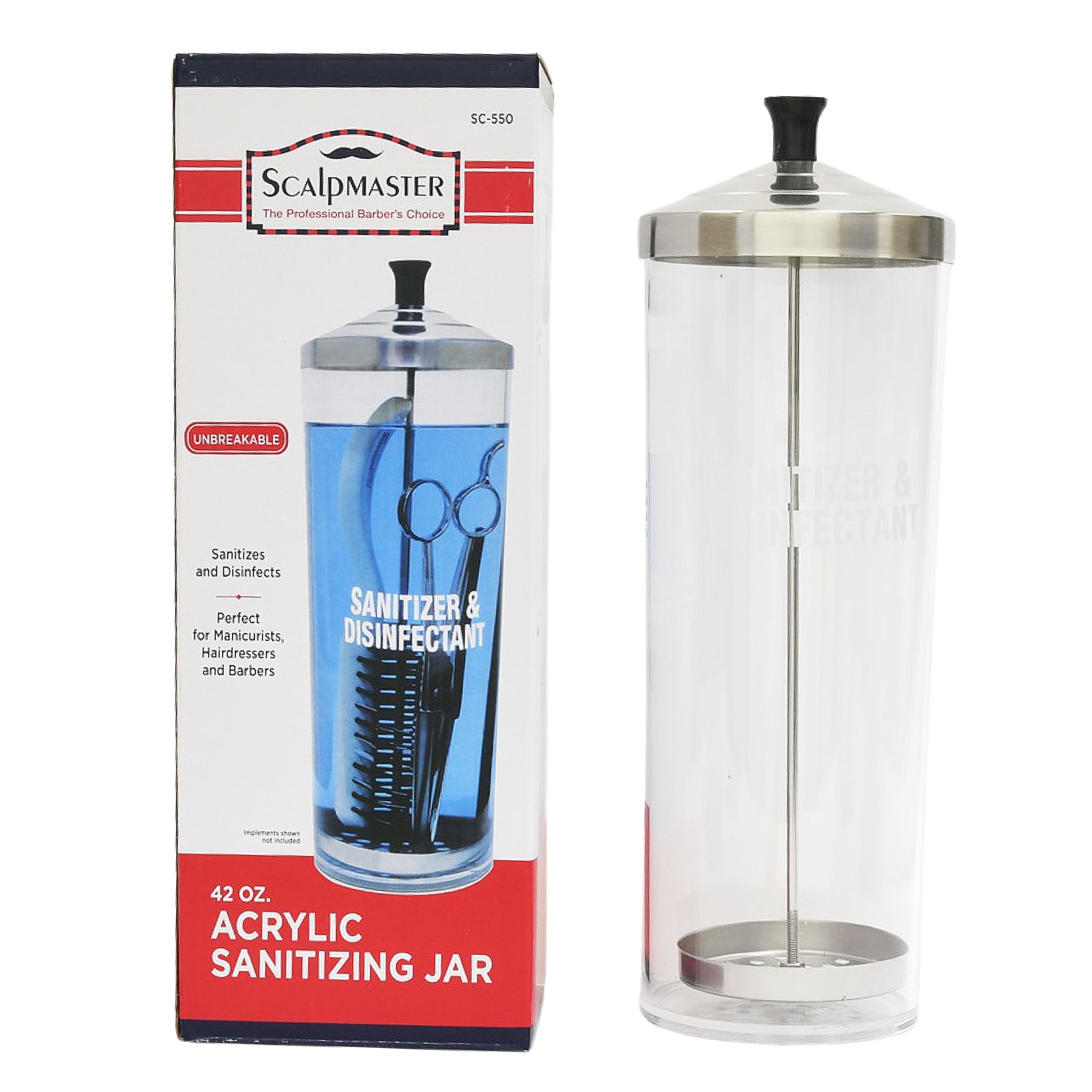Acrylic Sanitizing Jar | 42oz | SC-550 PERSONAL CARE SCALPMASTER 
