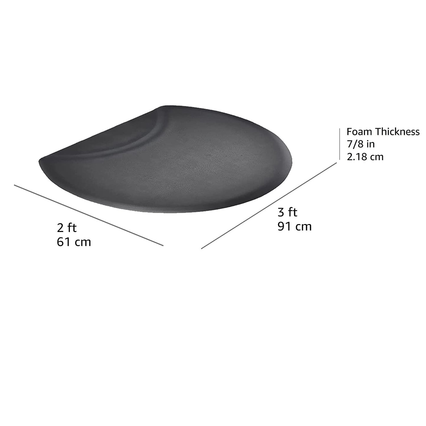 Anti-Fatigue Floor Mat | Black | Semi Circle | 7/8 in. Thick FLOOR MAT SSW 