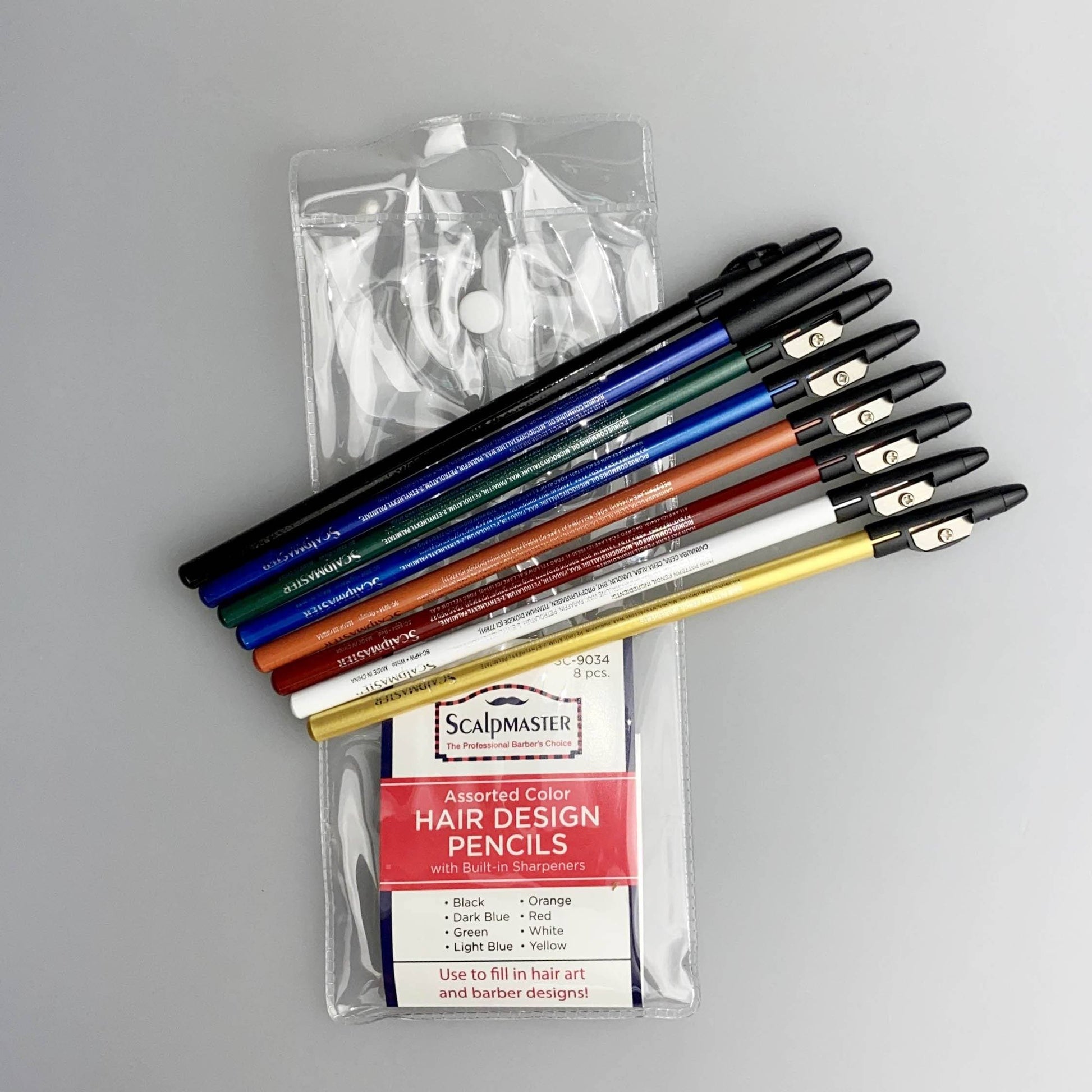 Scalpmaster Assorted Color Hair Design Pencil 8pcs