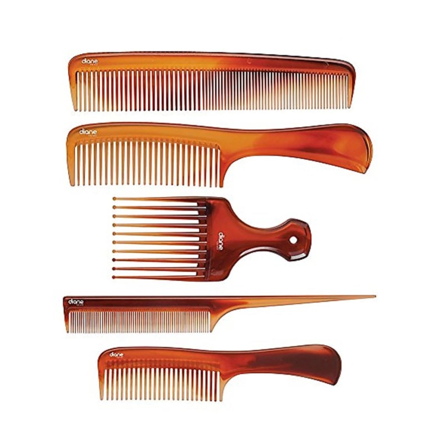 Assorted Tortoise Comb Kit | 5 Pack | DBC016 | DIANE HAIR COLORING ACCESSORIES DIANE 