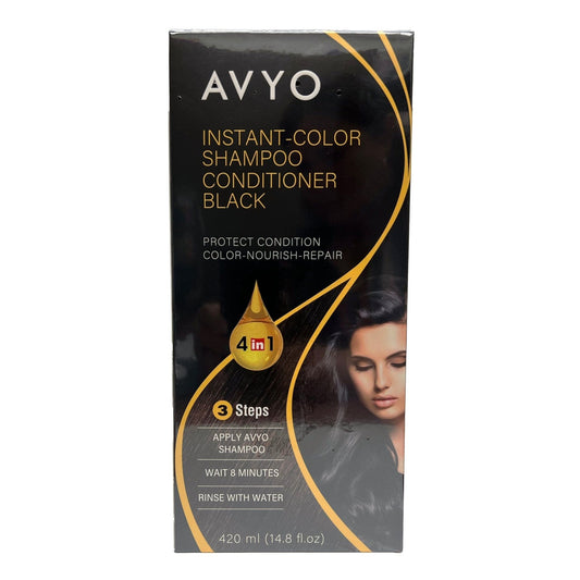 Black | Instant-Color Shampoo Conditioner | 4 in 1 | 420 mL | AVYO SHAMPOO AVYO 