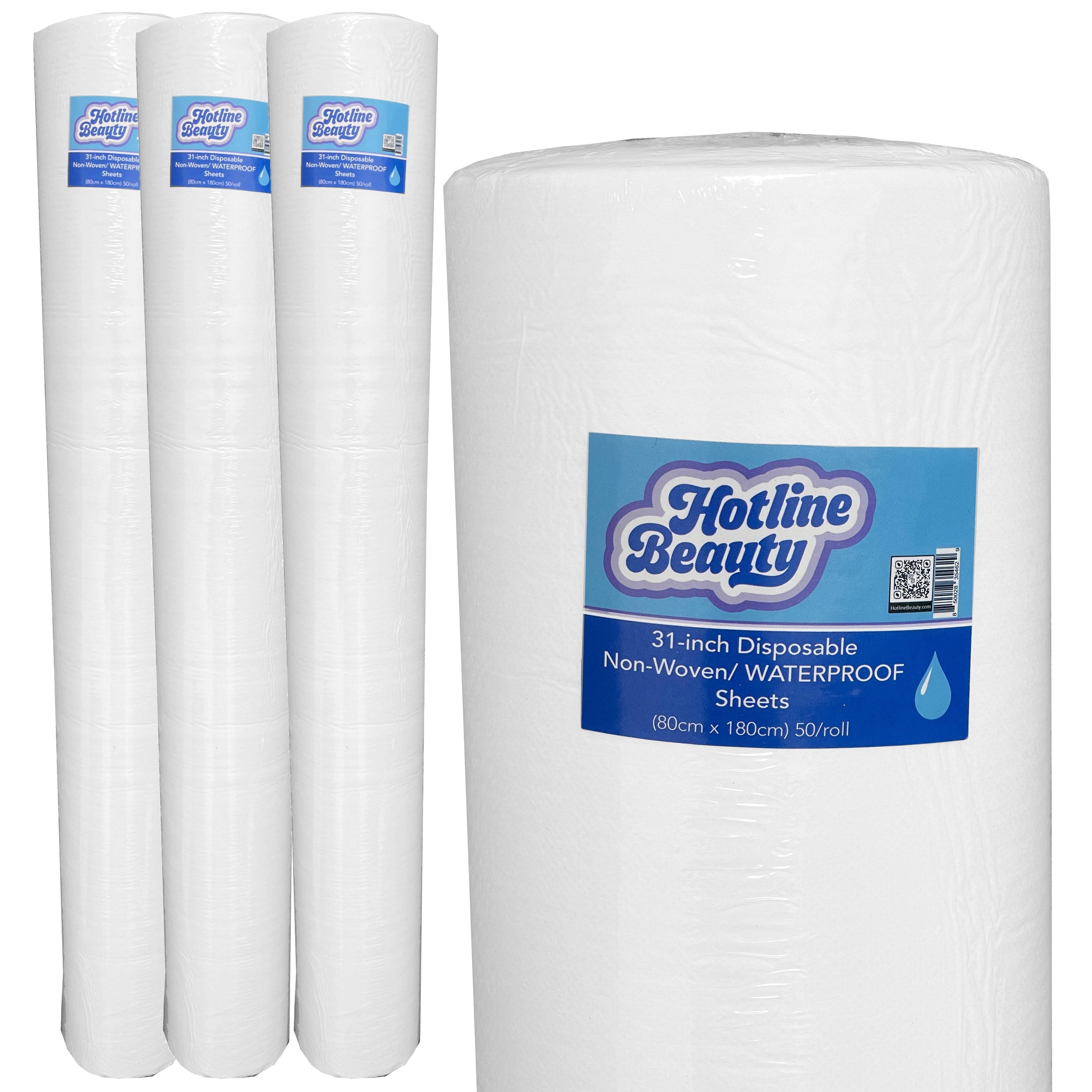 Buy 3, Get 1 Free | Disposable Sheets Rolls | HOTLINE BEAUTY Spas HOTLINE BEAUTY 31 inch Disposable Non-Woven / WATERPROOF Sheets | 80cm x 180cm | 50 Roll 