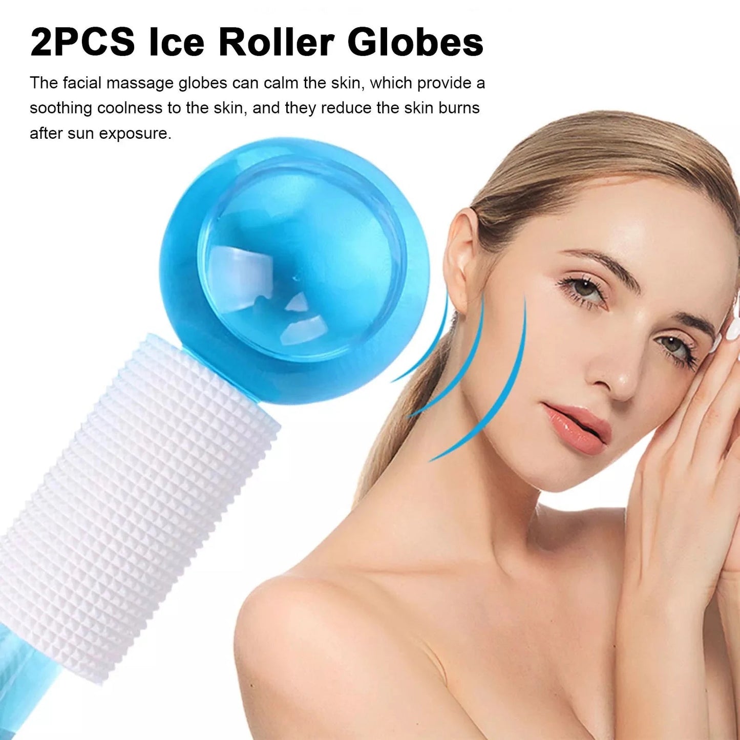 Cryotherapy Ice Globe | Blue | 2 PC | Cold Face Ice Balls for Skin Care | Daily Beauty Routines | NUDE U SPAS NUDE U 