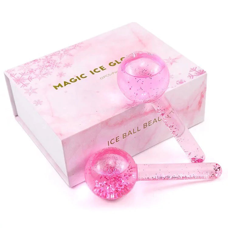 Cryotherapy Ice Globe | Pink | 2 PC | Cold Face Ice Balls for Skin Care | Daily Beauty Routines | NUDE U SPAS NUDE U 