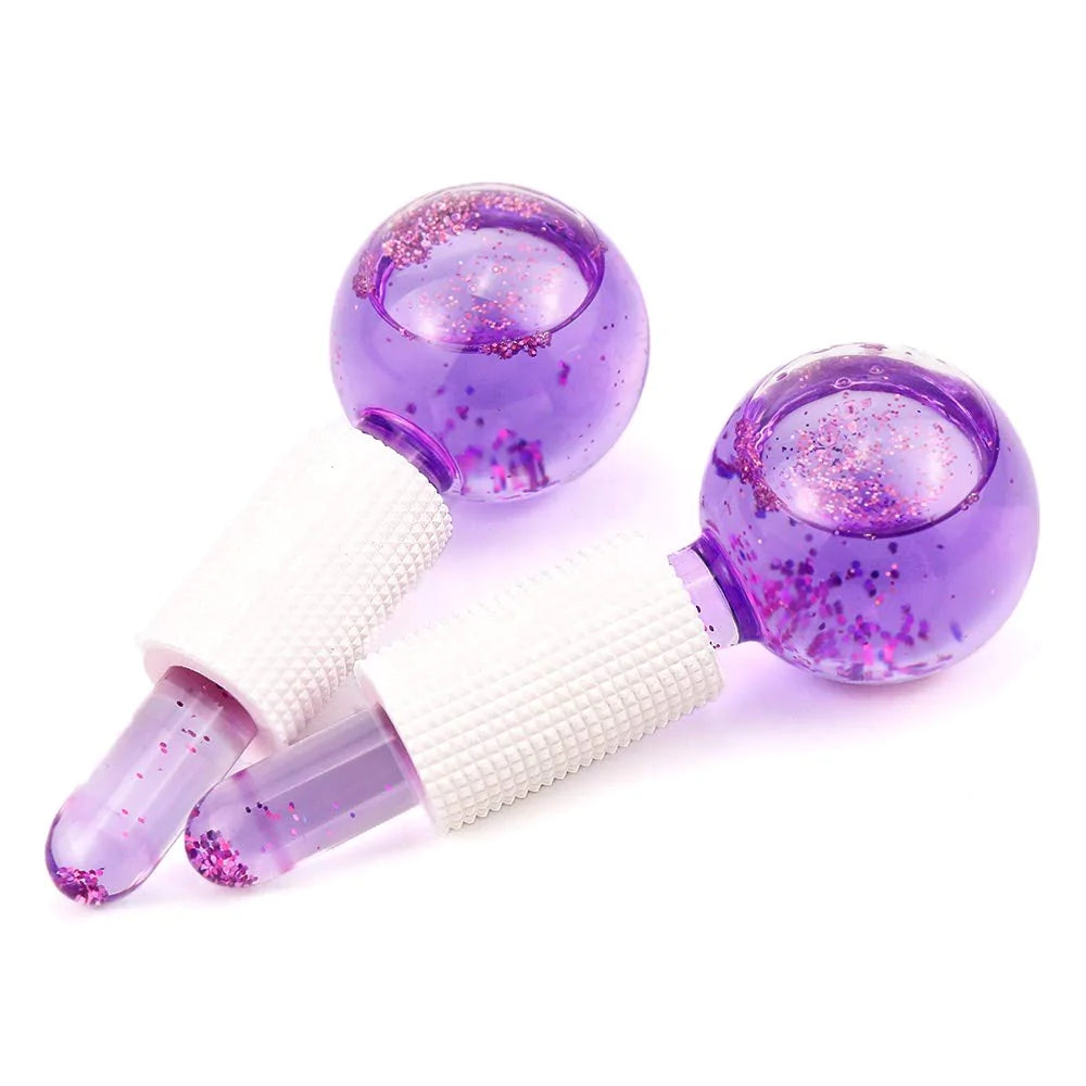 Cryotherapy Ice Globe | Purple | 2 PC | Cold Face Ice Balls for Skin Care | Daily Beauty Routines | NUDE U SPAS NUDE U 