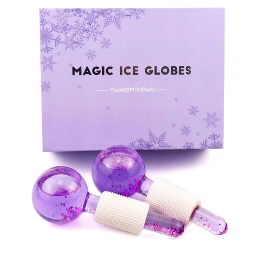 Cryotherapy Ice Globe | Purple | 2 PC | Cold Face Ice Balls for Skin Care | Daily Beauty Routines | NUDE U SPAS NUDE U 