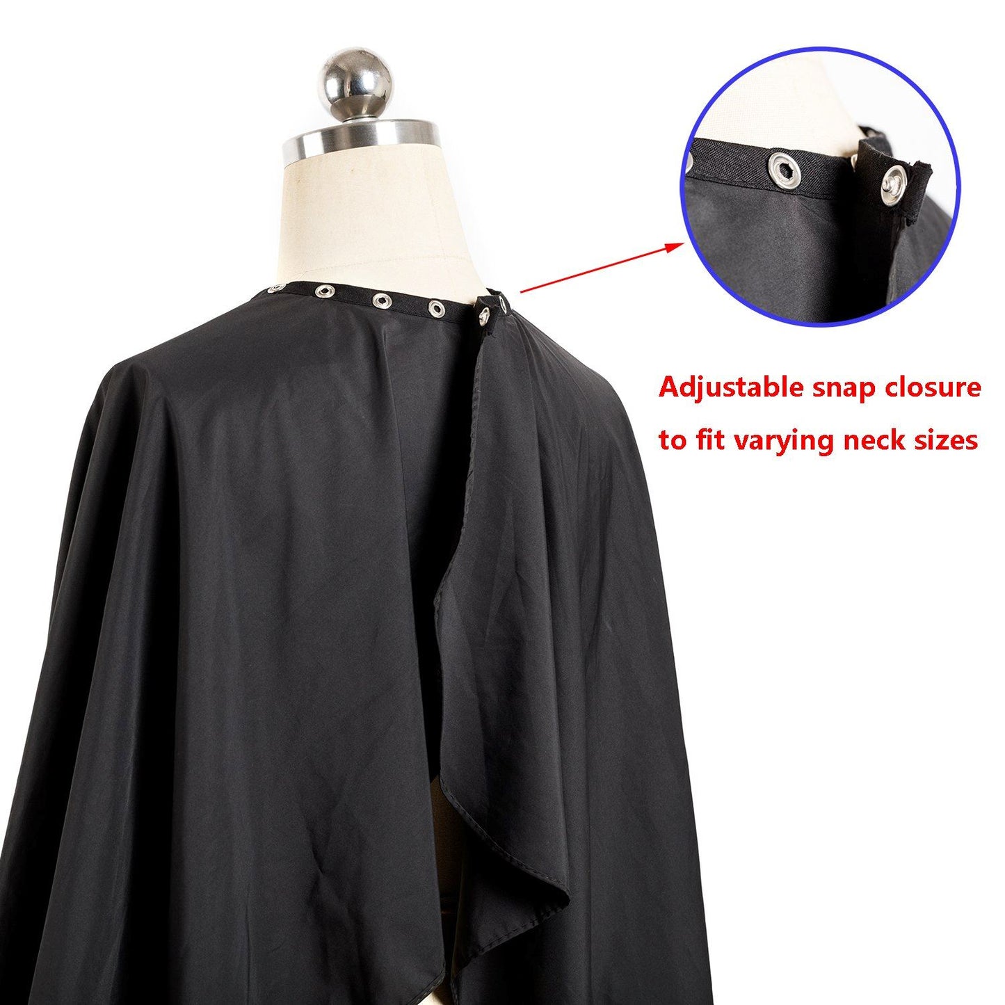 Cutting Cape with Snap Closures | Black | All Purpose Cape | SSW HAIR COLORING ACCESSORIES SSW 