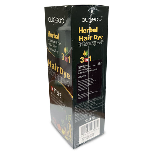 Dark Coffee Hair Color Shampoo 3 in 1 | 500ml / 16.9 Fl Oz | Herbal Ingredients | Instant 100% Grey Hair Coverage | AUGEAS Hair Color AUGEAS 