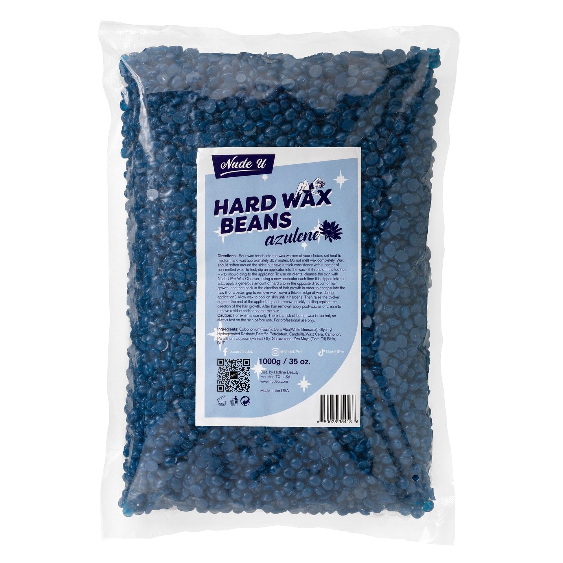 Hard Wax Beans | Azulene | NUDE U Waxing Kits & Supplies NUDE U 35oz / 1000g 