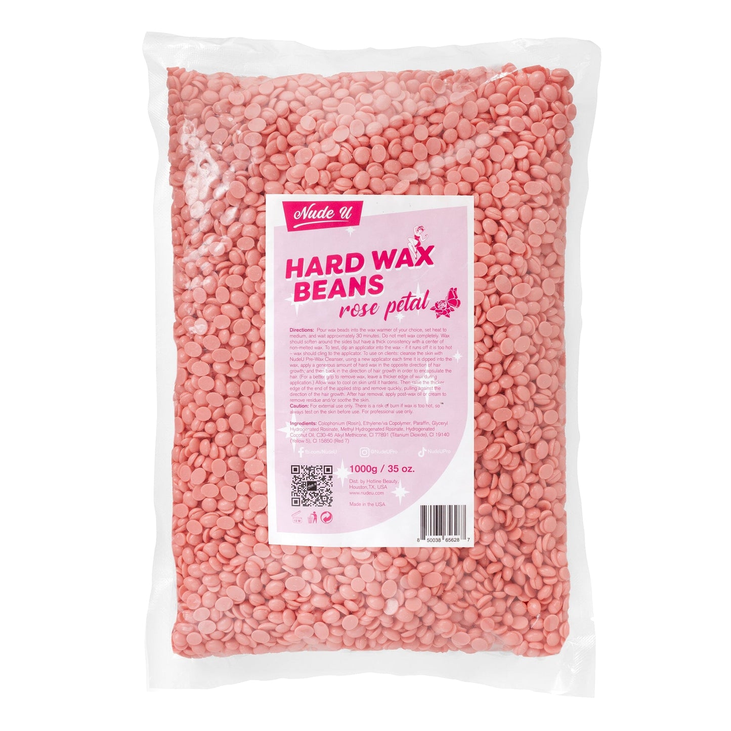 Hard Wax Beans | Rose Petal | NUDE U WAXING KITS & SUPPLIES NUDE U 35oz / 1000g 