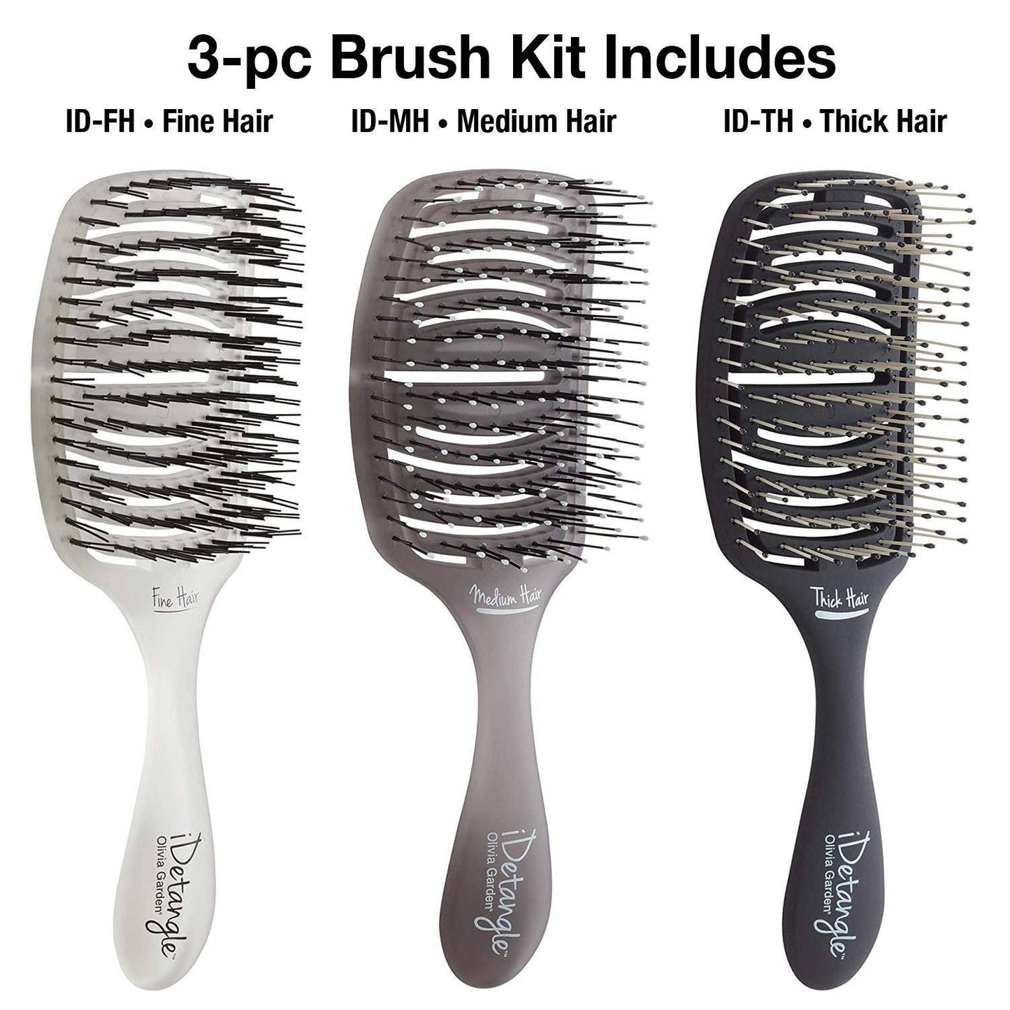 iDetangle 3PC Box Deal COMBS & BRUSHES OLIVIA GARDEN 