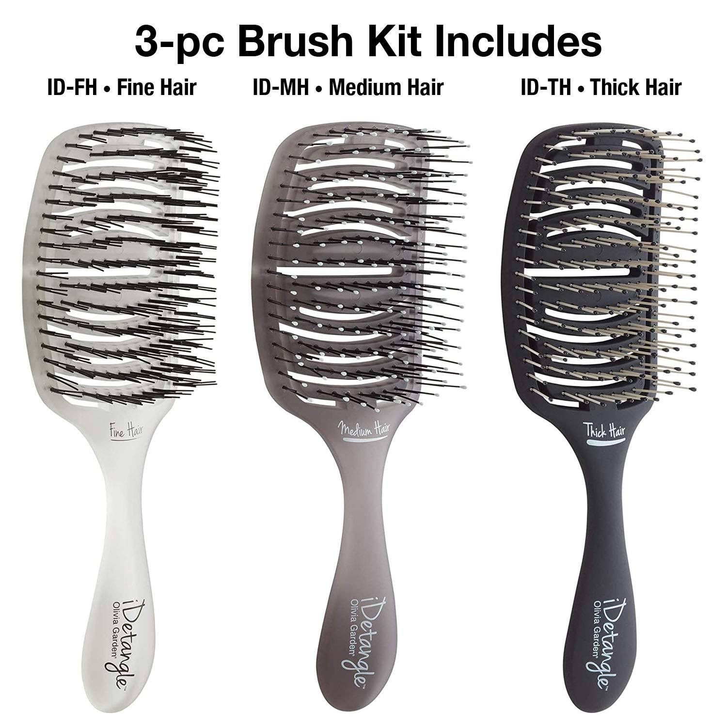 iDetangle 3PC Box Deal COMBS & BRUSHES OLIVIA GARDEN 