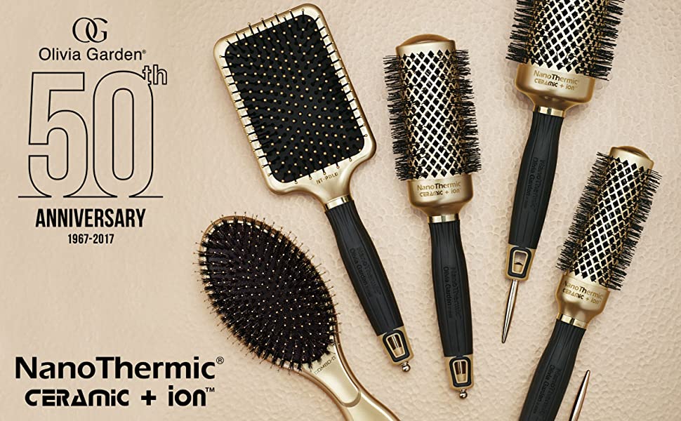 NanoThermic Ceramic + ion | NT-44G | 1 3/4" | Olivia Garden 50th Anniversary Special Edition COMBS & BRUSHES OLIVIA GARDEN 
