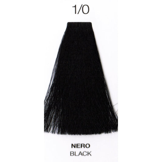 Perlacolor Purity 1/0 Black Ammonia-Free Permanent Hair Dye 100 ml - Long-lasting color for salon treatments.