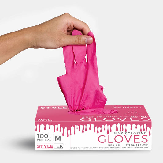 Pink Disposable Coloring Gloves | Powder Free | Vinyl | STYLETEK Disposable Gloves STYLETEK S 