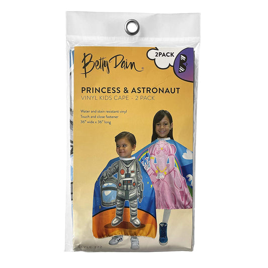 Princess & Astronaut Vinyl Kid's Capes | 2 Pack | STYLR 272 | BETTY DAIN HAIR COLORING ACCESSORIES BETTY DAIN 