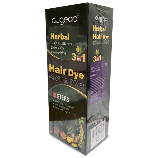 Purple Hair Color Shampoo 3 in 1 | 500ml / 16.9 Fl Oz | Herbal Ingredients | Instant 100% Grey Hair Coverage | AUGEAS Hair Color AUGEAS 