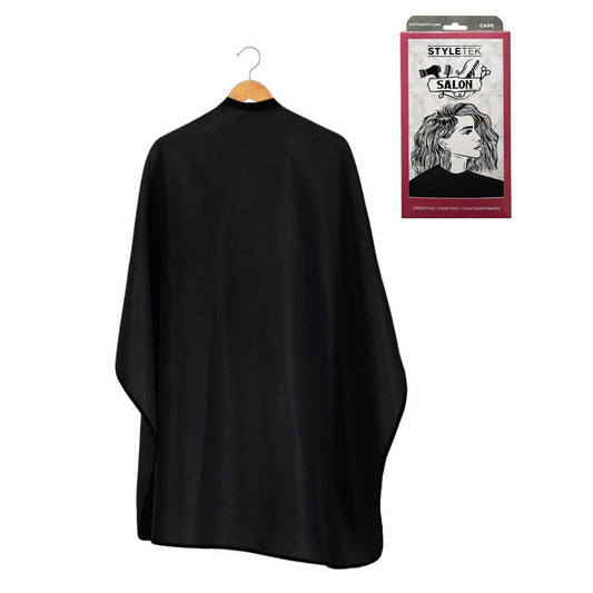Solid Black Cutting Cape | Lightweight Nylon | SALON CAPE | STYLETEK Hairdressing Capes & Neck Covers STYLETEK 