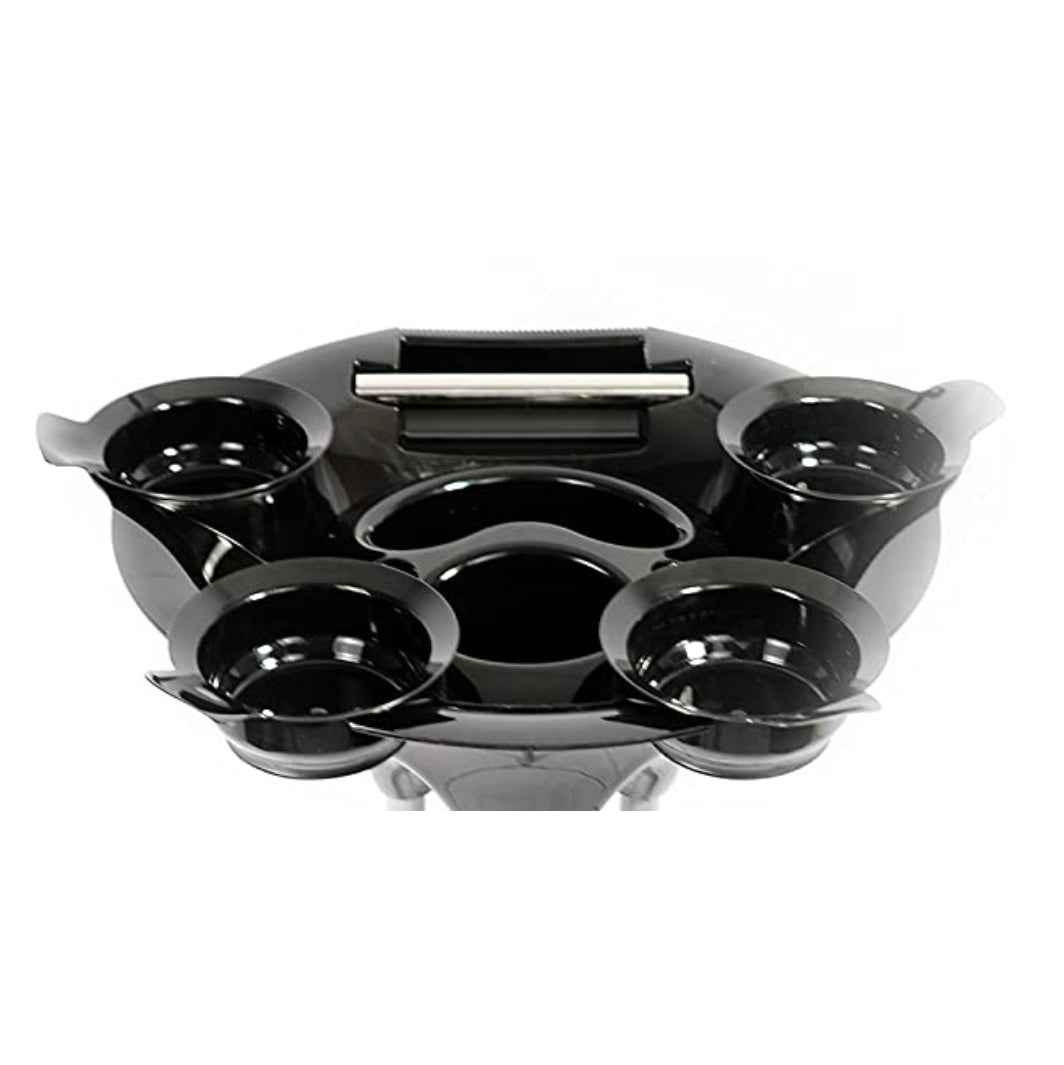 T0144-C | Tray with 4 Bowls | Beauty Salon Trolley Black | Portable Utility Cart | Hair Salon Accessories Tray SSW 