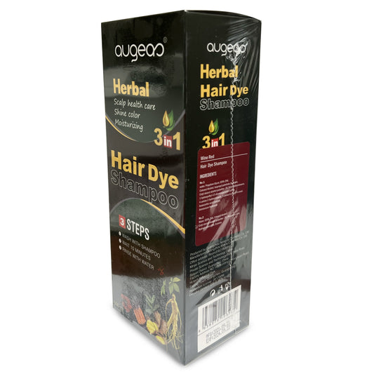 Wine Red Hair Color Shampoo 3 in 1 | 500ml / 16.9 Fl Oz | Herbal Ingredients | Instant 100% Grey Hair Coverage | AUGEAS Hair Color AUGEAS 